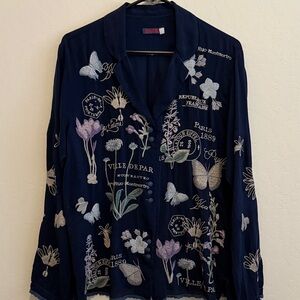 Johnny Was Dark Blue Shirt